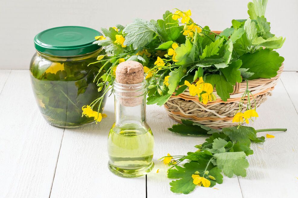 Infuzija, ulje i svježe ubrani celandin za gljivice noktiju na nogama
